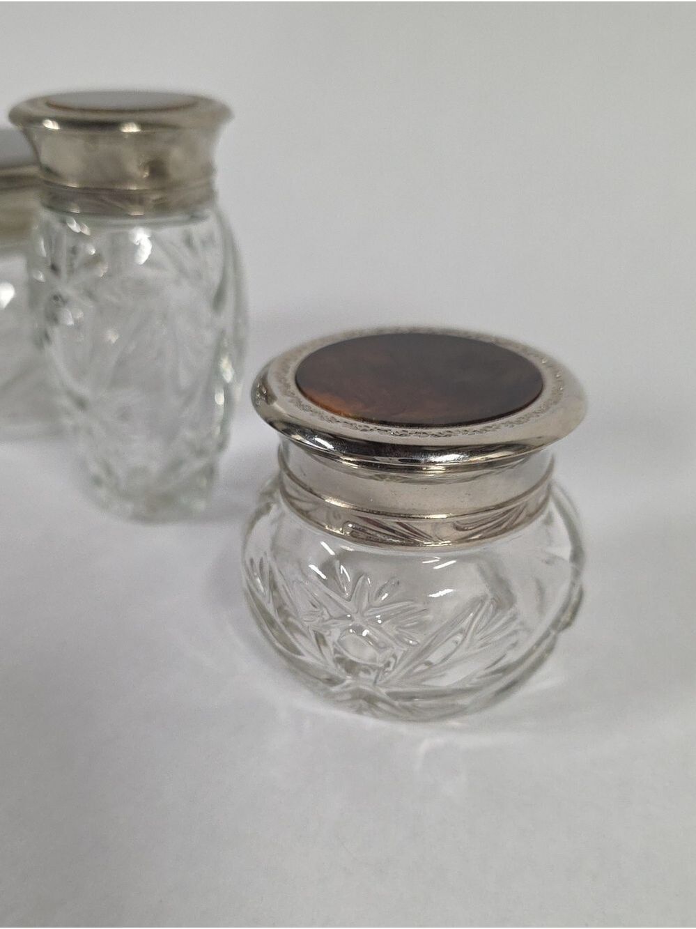 Vintage Ralph Lauren Safari Vanity Jars, (3) Pieces, Cut Crystal Containers - Picture 6 of 16